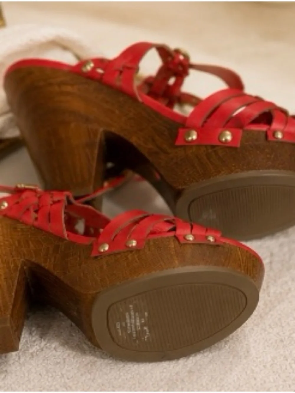G by Guess Red Woven Platform Sandals